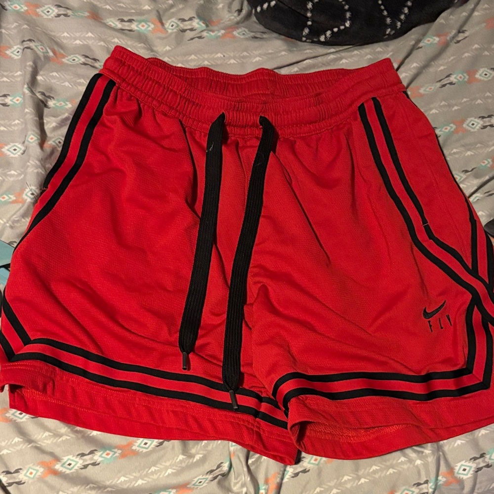 Nike Women's Red and Black Athletic Shorts